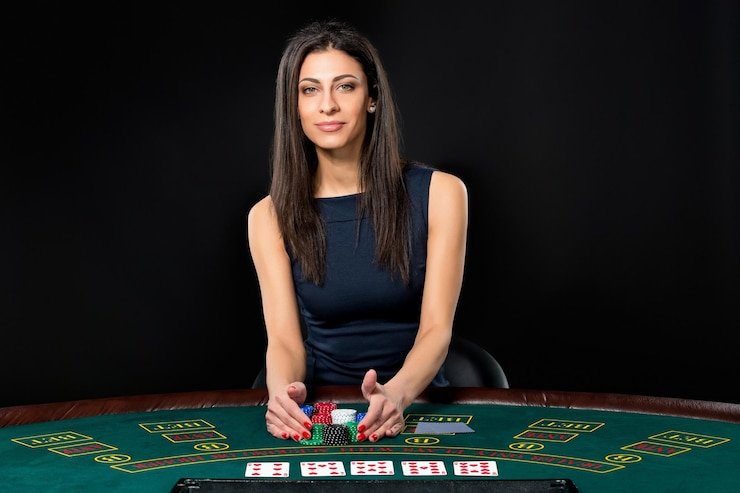 Meja blackjack langsung dengan dealer profesional di studio bunga toto